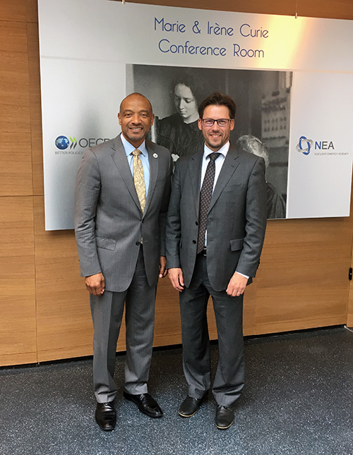 Outgoing CNRA Chair Mr Victor M. McCree and new CNRA Chair Mr Petteri Tiippana, June 2018